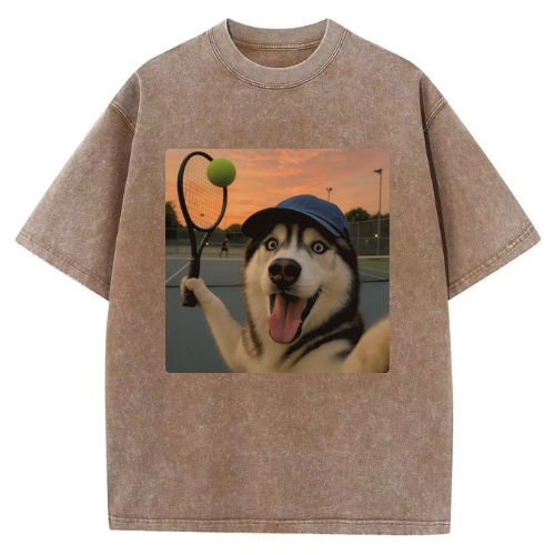 Playing Tennis Husky Washed T-shirt - Image 4