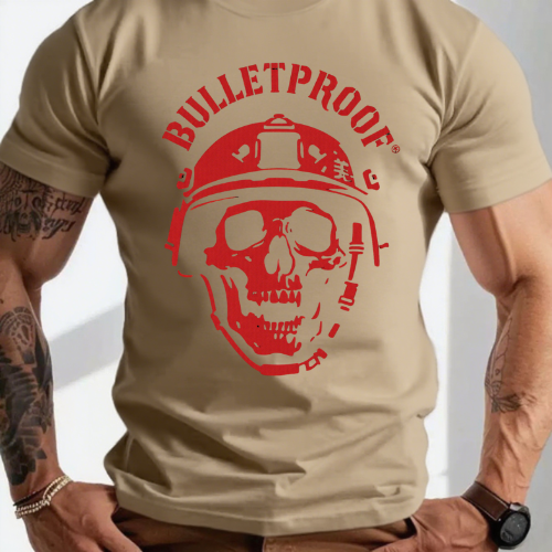 Bulletproof Skull with Helmet T-Shirt - Image 4