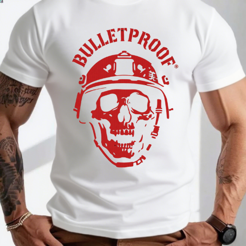 Bulletproof Skull with Helmet T-Shirt - Image 2