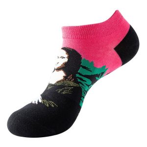 Pink Mona Lisa Art Ankle Socks