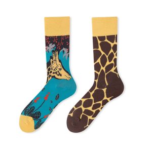 Giraffe Print Color Block Socks